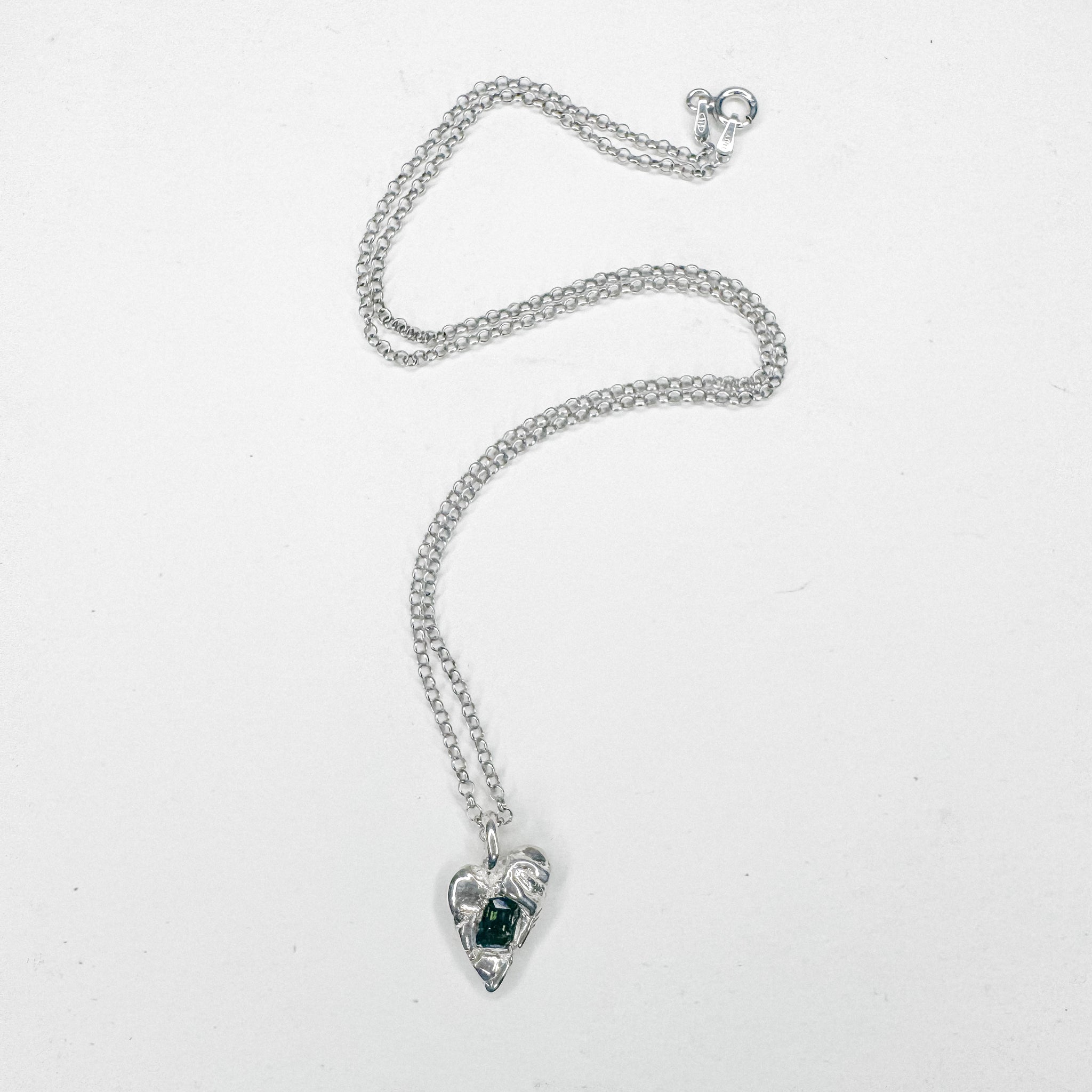 Micro Green Heart Necklace