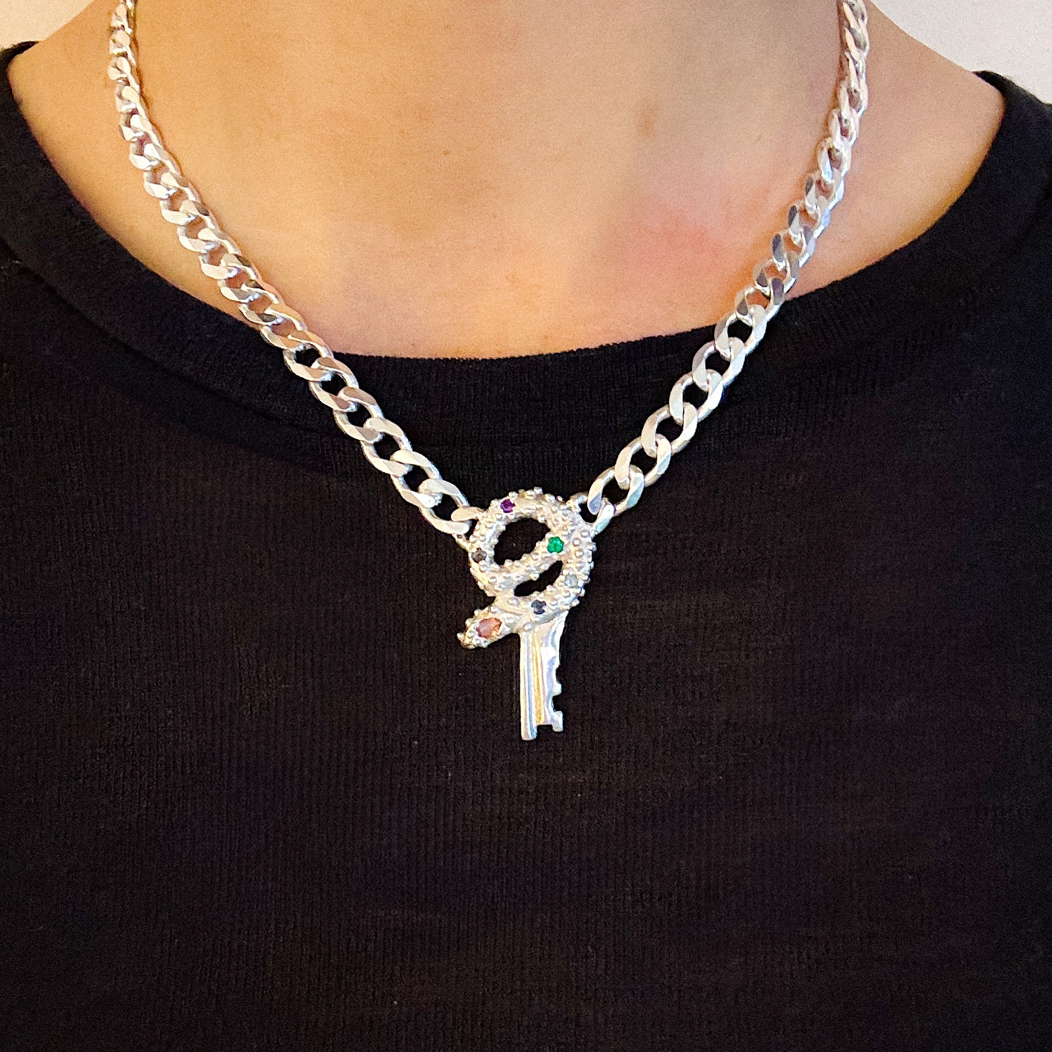 Snake Key Curb Necklace