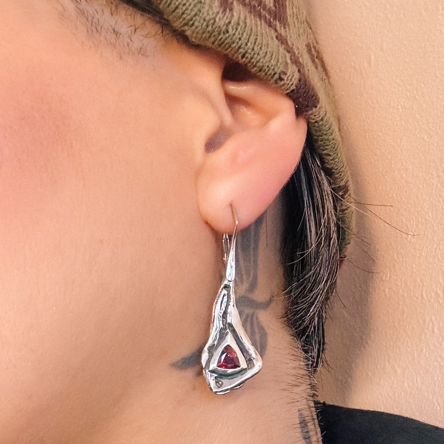Free -Hand Drop Fold Earrings