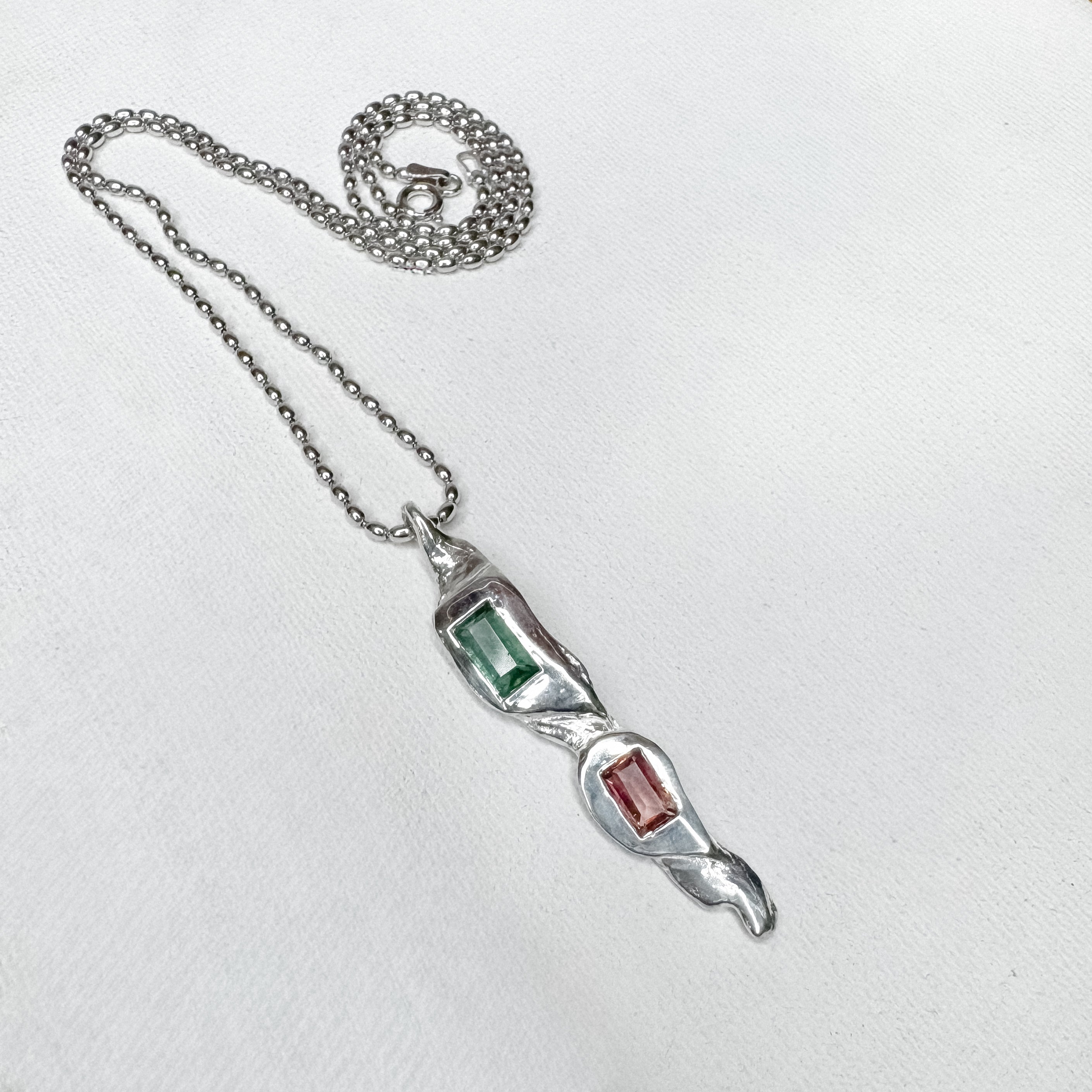 Elongated Bubble Tourmaline Necklace