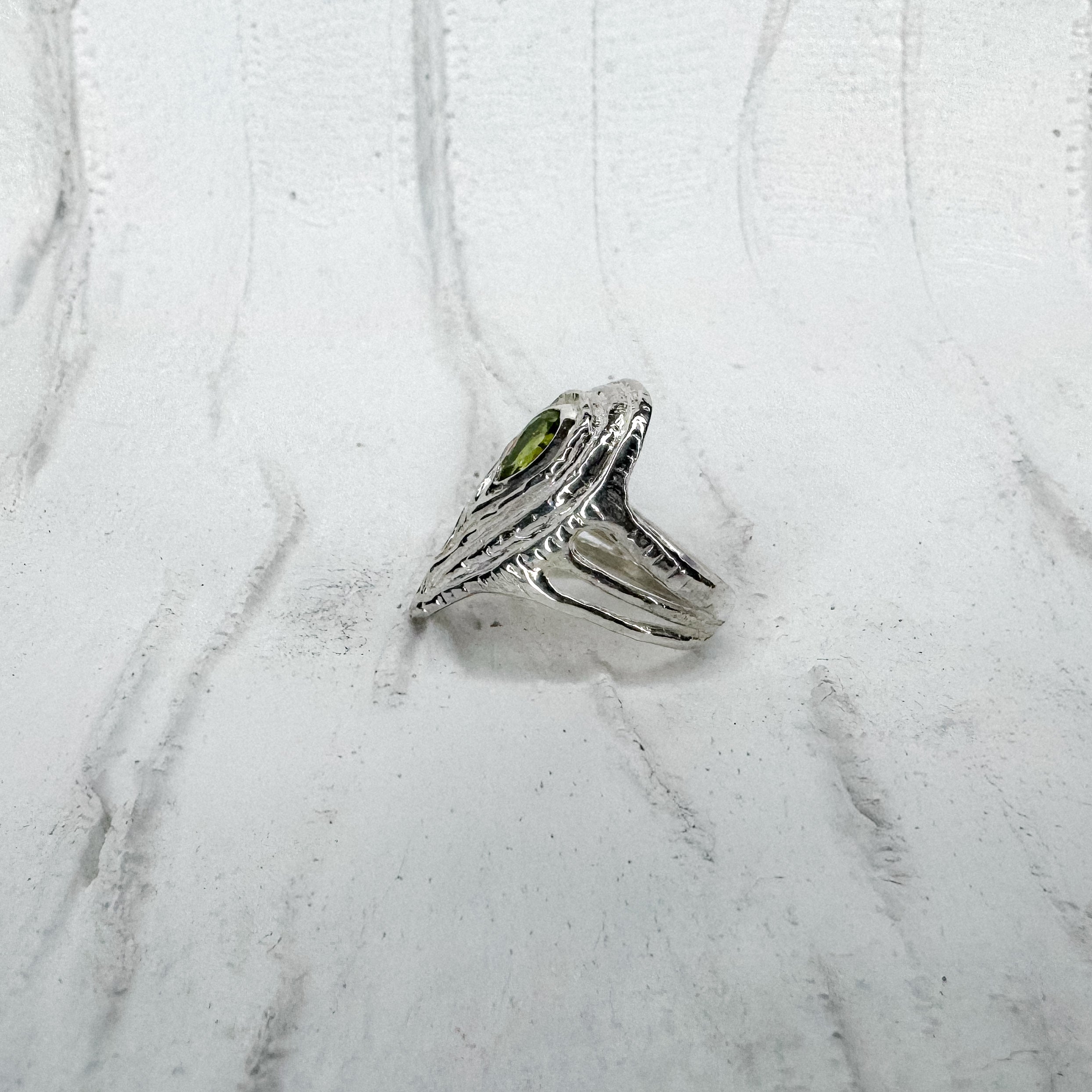 Free-Hand Green  Feather Ring