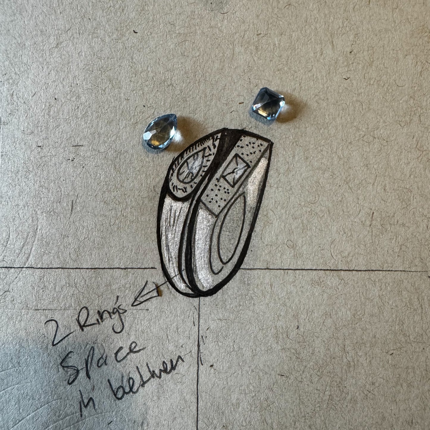 Double Aqua Spinel Ring