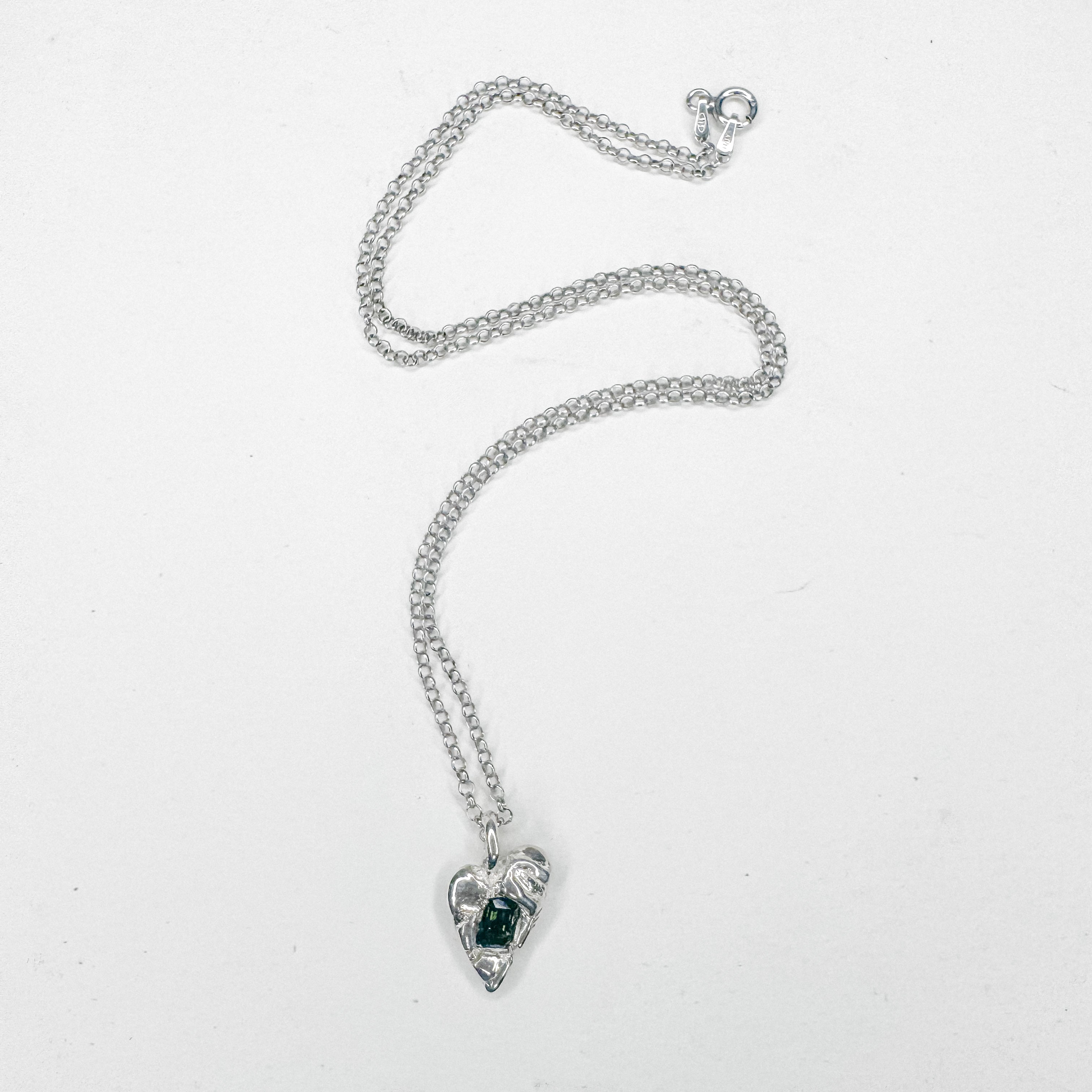 Micro Green Heart Necklace