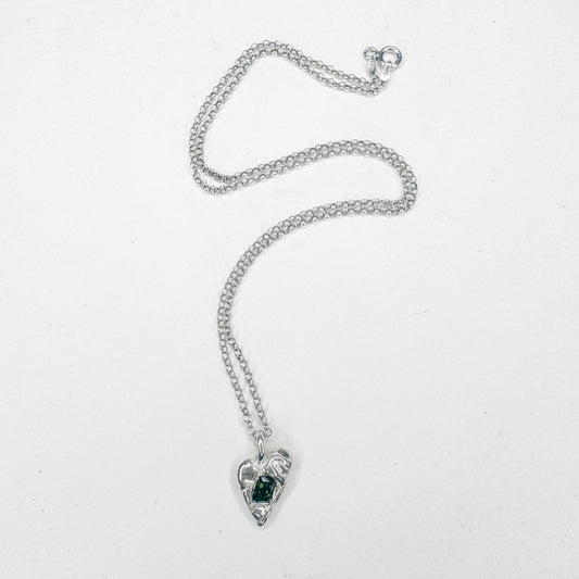 Micro Green Heart Necklace