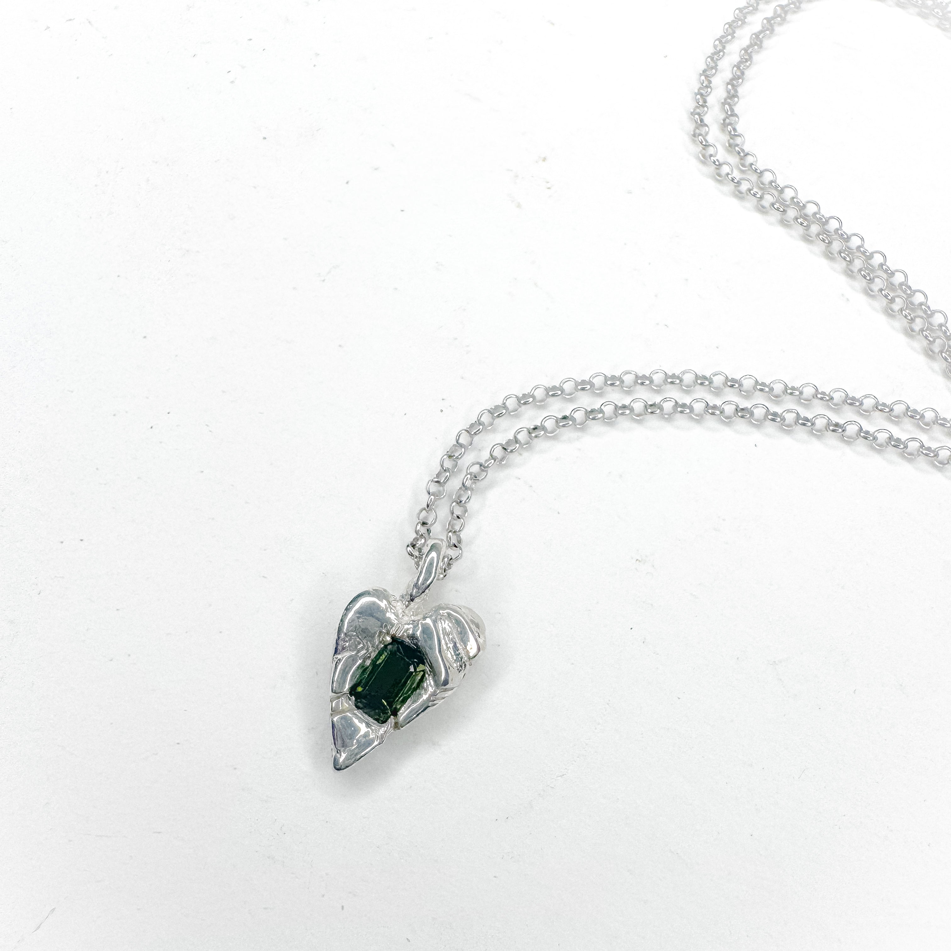 Micro Green Heart Necklace