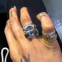 Double Aqua Spinel Ring