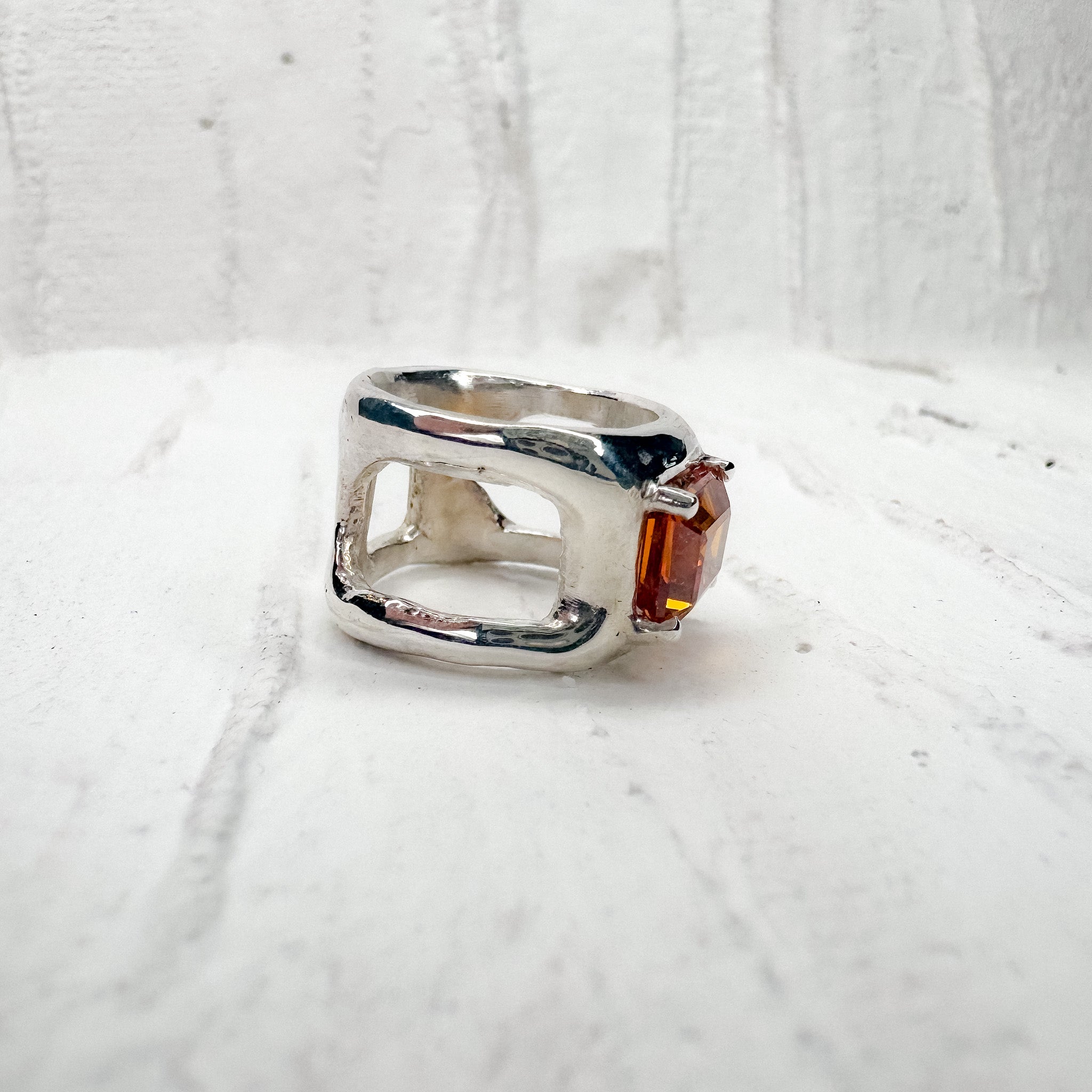 Free-Hand Rectangle Citrine Ring