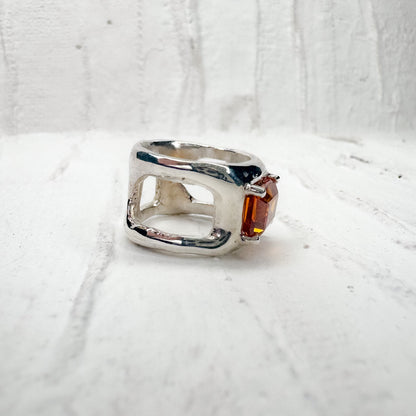 Free-Hand Rectangle Citrine Ring