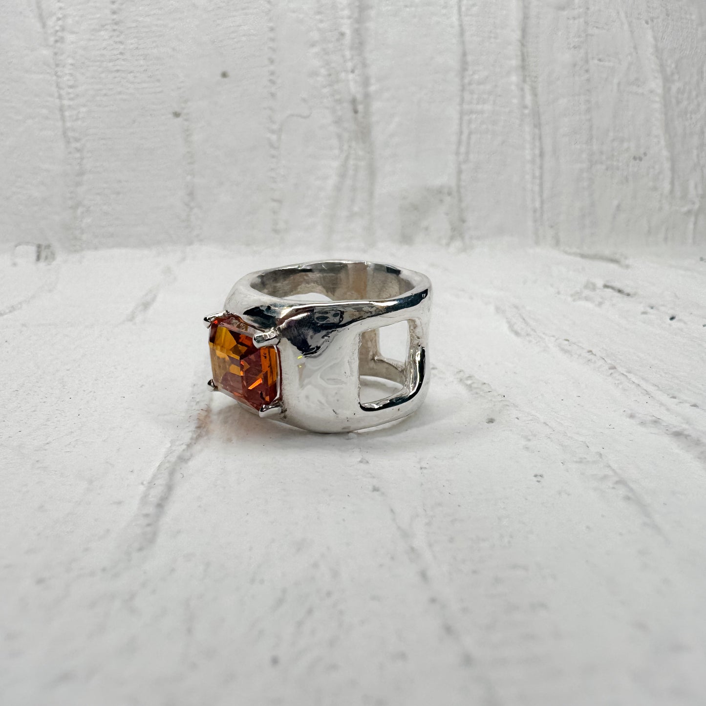 Free-Hand Rectangle Citrine Ring
