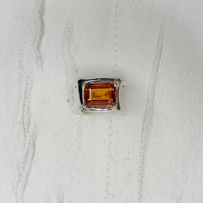 Free-Hand Rectangle Citrine Ring