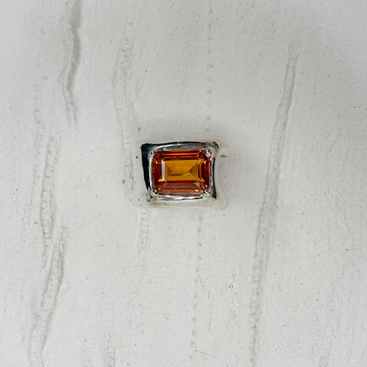 Free-Hand Rectangle Citrine Ring