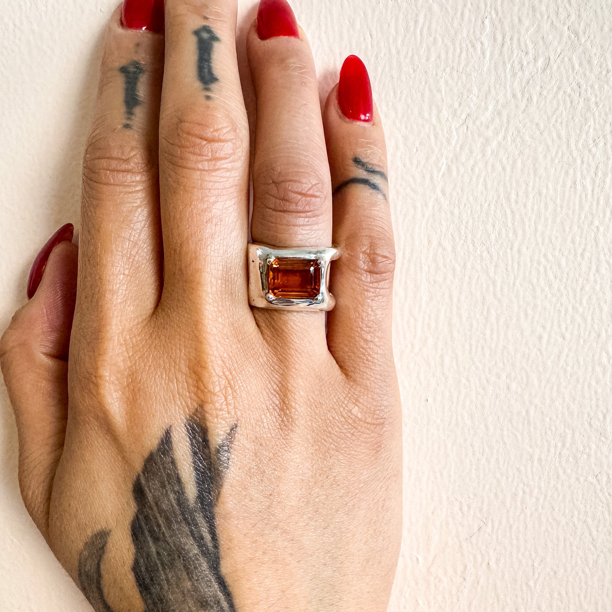 Free-Hand Rectangle Citrine Ring