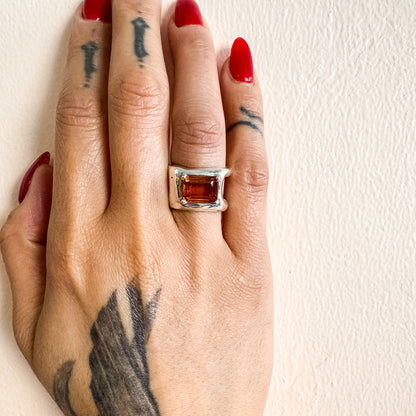 Free-Hand Rectangle Citrine Ring